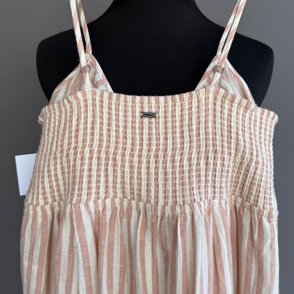 NWT O'Neill Sleeveless romper - jumpsuit cotton linen Beachy Striped size L - Picture 6 of 12